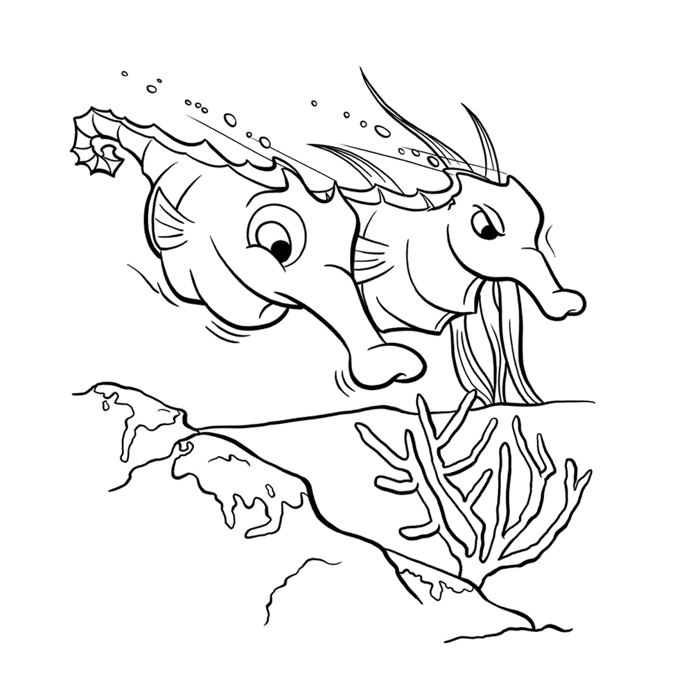 Plansa de colorat cu Cal de mare 16 8